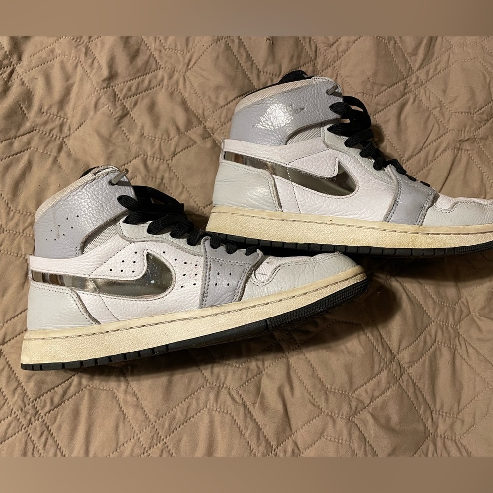 Nike White and Silver High-Top Sneakers Air Jordan’s